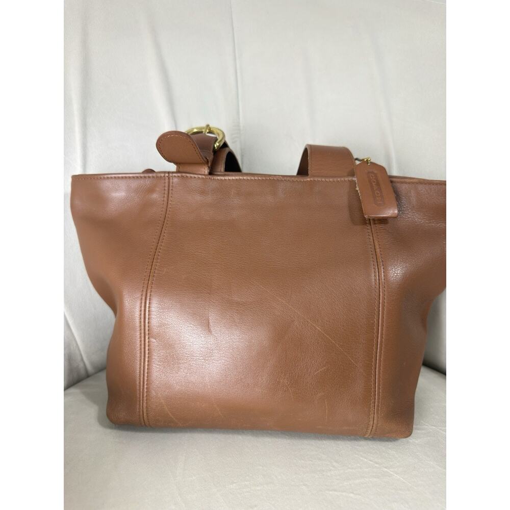 Vintage COACH Brown Leather Waverly Tote Bag Zip Closure 4133 90s USA 12.5x9 - Picture 2 of 16